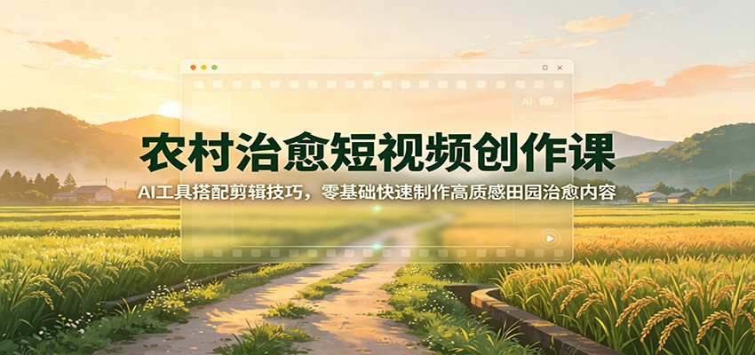 农村治愈短视频创作课:AI工具搭配剪辑技巧,零基础快速制作高质感田园治愈内容