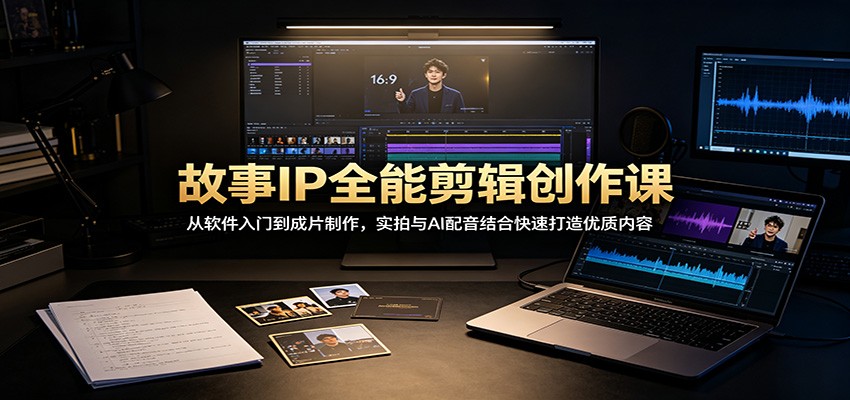 故事IP全能剪辑创作课:从软件入门到成片制作,实拍与AI配音结合快速打造优质内容