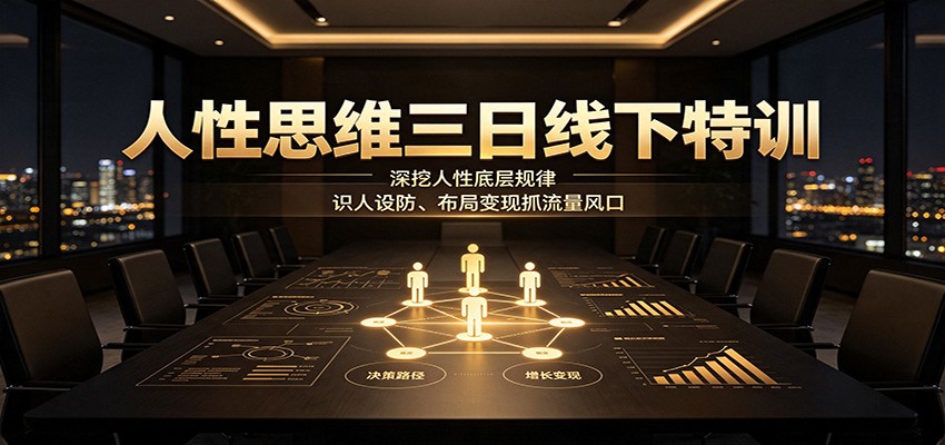 人性思维三日线下特训:深挖人性底层规律,识人设防、布局变现抓流量风口