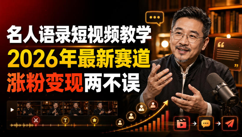 名人语录短视频教学,2026年最新赛道,涨粉变现两不误插图 名人语录短视频教学,2026年最新赛道,涨粉变现两不误插图