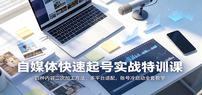 自媒体快速起号实战特训课：四种内容二次加工方法，多平台适配，账号冷启动全套教学