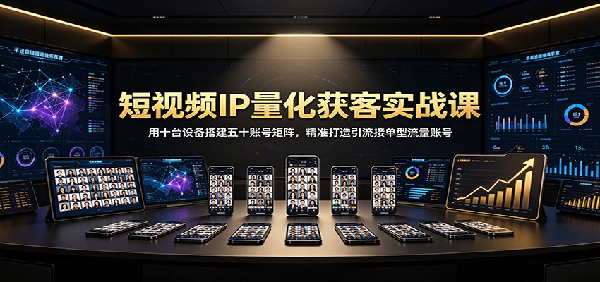 短视频IP量化获客实战课:用十台设备搭建五十账号矩阵,精准打造引流接单型流量账号