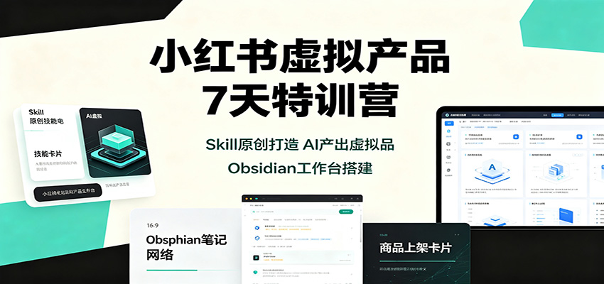 小红书虚拟产品7天特训营:Skill原创打造,AI产出虚拟品,Obsidian工作台搭建