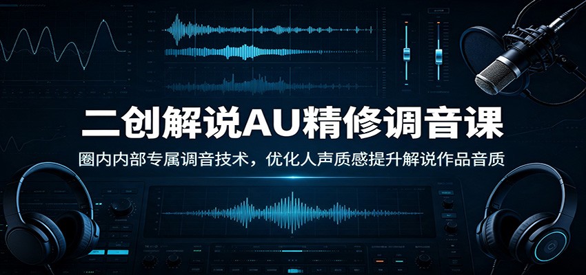 二创解说AU精修调音课：圈内内部专属调音技术，优化人声质感提升解说作品音质