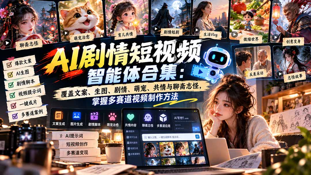 (20644期)【无水印】AI剧情短视频智能体合集:覆盖文案、生图、剧情、萌宠、共情与聊斋志怪,掌握多赛道视频制作方法插图1 (20644期)【无水印】AI剧情短视频智能体合集:覆盖文案、生图、剧情、萌宠、共情与聊斋志怪,掌握多赛道视频制作方法插图1