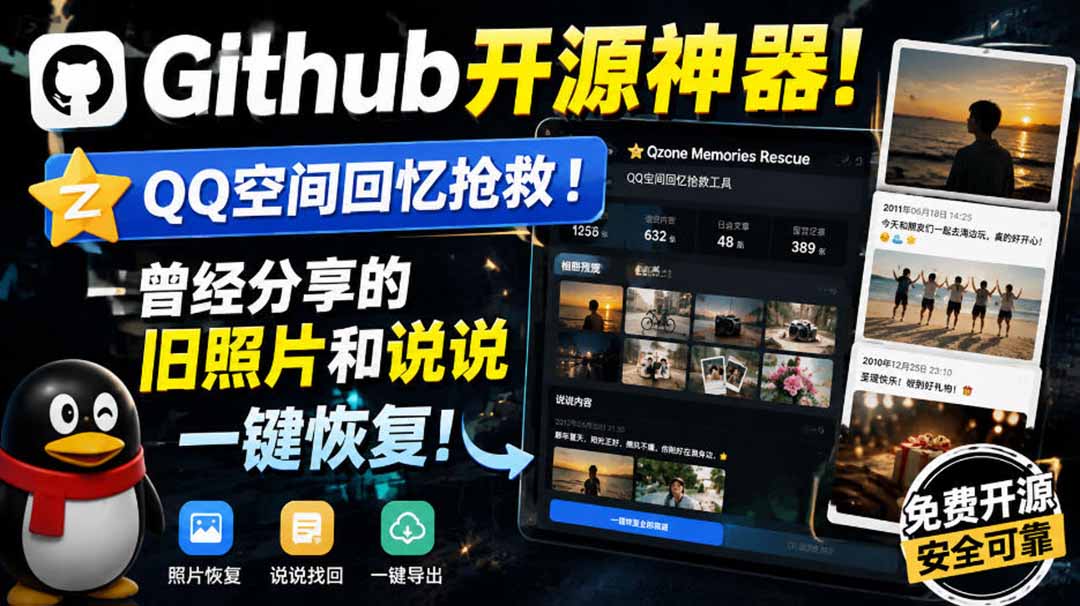 (20181期)Github开源神器!QQ空间回忆抢救!曾经分享的旧照片和说说一键恢复!插图1 (20181期)Github开源神器!QQ空间回忆抢救!曾经分享的旧照片和说说一键恢复!插图1