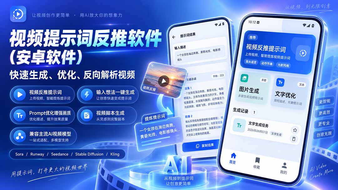 (20301期)视频提示词反推软件(安卓软件),快速生成、优化、反向解析视频插图1 (20301期)视频提示词反推软件(安卓软件),快速生成、优化、反向解析视频插图1