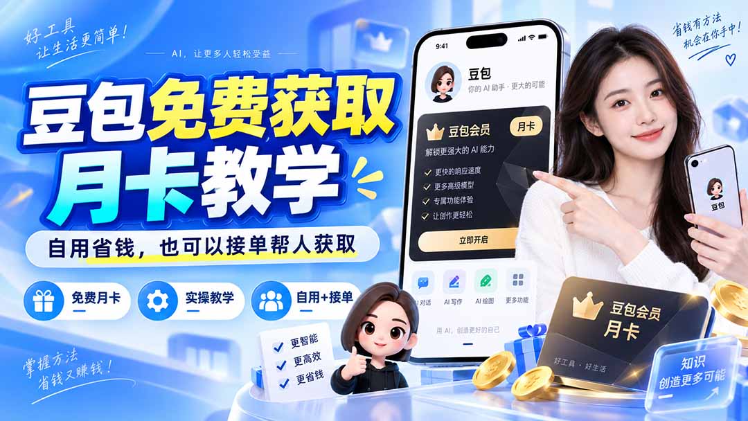 (20358期)豆包免费获取月卡教学,自用省钱,也可以接单帮人获取插图1 (20358期)豆包免费获取月卡教学,自用省钱,也可以接单帮人获取插图1