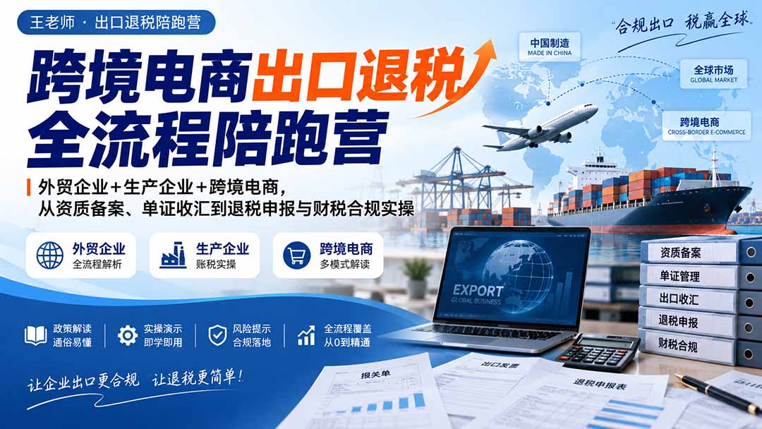 （20513期）跨境电商出口退税全流程陪跑营｜外贸企业+生产企业+跨境电商，从资质备案、单证收汇到退税申报与财税合规实操插图1