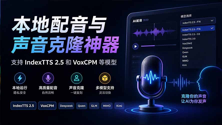 （20727期）GitHub 最新开源宝藏项目！本地配音与声音克隆能力都齐了，支持Indextts 2.5和VoxCPM等模型 yovoice插图2