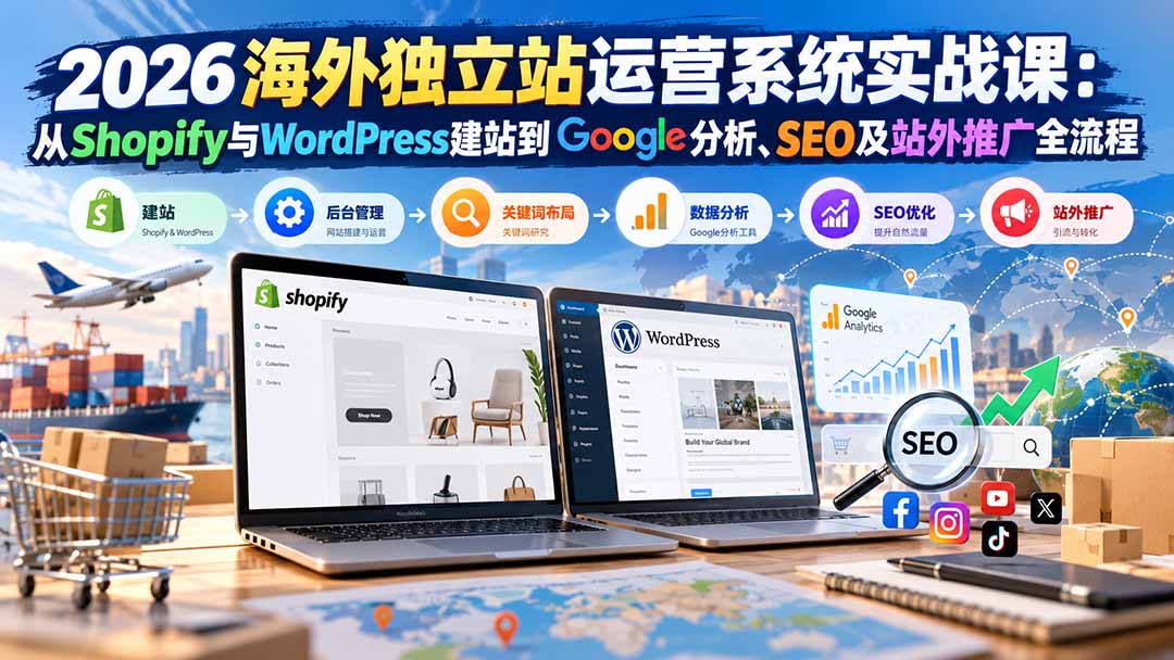 （20689期）2026海外独立站运营系统实战课：从Shopify与WordPress建站到Google分析、SEO及站外推广全流程插图1