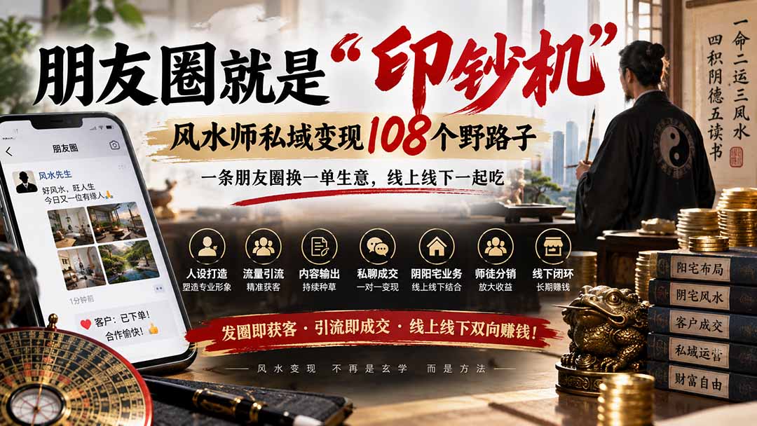 (20464期)朋友圈就是“印钞机”,风水师私域变现108个野路子,一条朋友圈换一单生意,线上线下一起吃【文档】插图1 (20464期)朋友圈就是“印钞机”,风水师私域变现108个野路子,一条朋友圈换一单生意,线上线下一起吃【文档】插图1