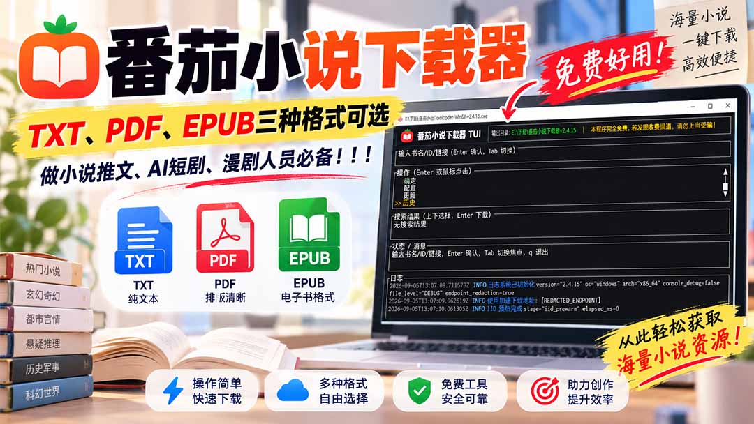 （20529期）番茄小说下载器，TXT、PDF、EPUB三种格式可选，做小说推文、AI短剧、漫剧人员必备！插图1