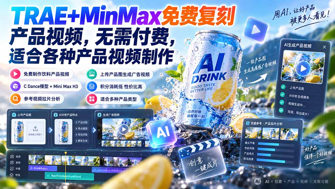 (20362期)TRAE+MinMax免费复刻产品视频,无需付费,适合各种产品视频制作插图1 (20362期)TRAE+MinMax免费复刻产品视频,无需付费,适合各种产品视频制作插图1