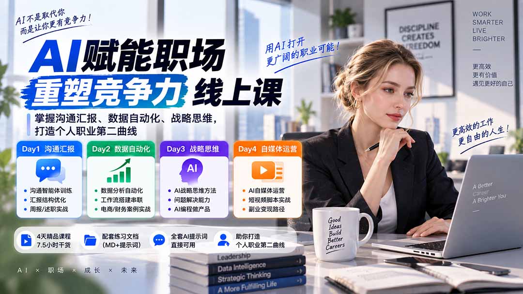 （20531期）AI职场提效与第二曲线实战课-无水印：学习沟通汇报、数据工作流和战略思维，掌握AI编程做产品及自媒体运营方法插图1
