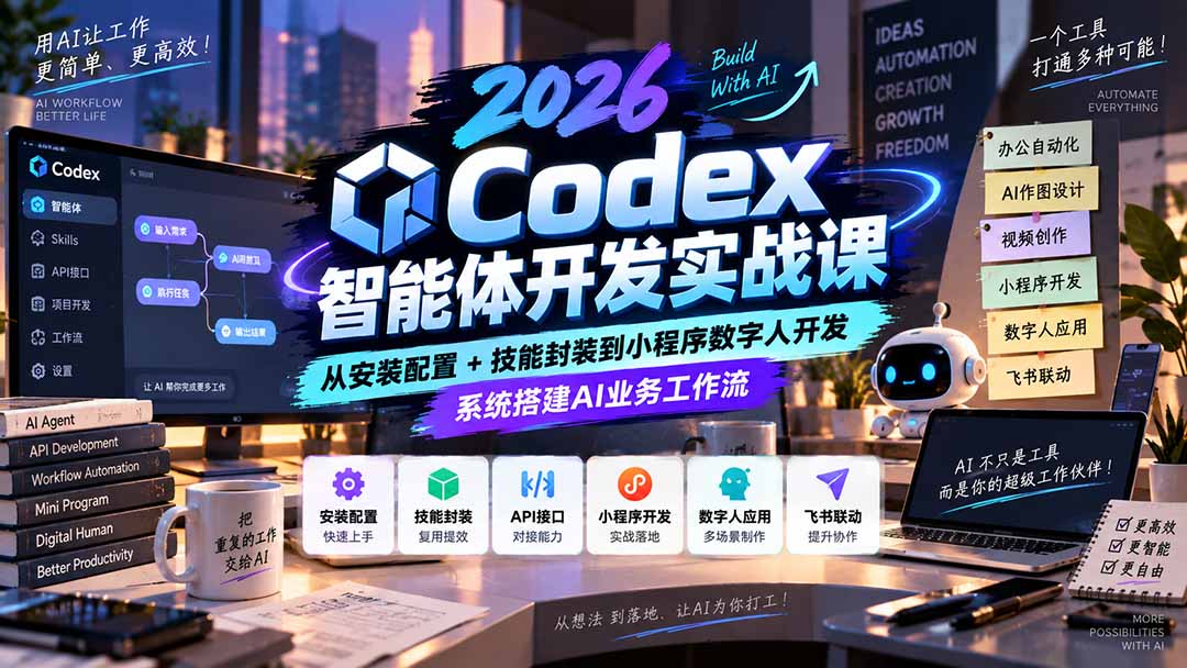（20574期）2026Codex智能体开发实战课：从安装配置+技能封装到小程序数字人开发，系统搭建AI业务工作流插图1