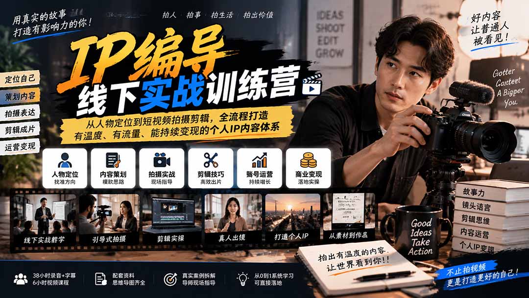 （20610期）IP编导线下实战训练营-更新：从人物定位到短视频拍摄剪辑，全流程打造有温度、有流量、能持续变现的个人IP内容体系插图1