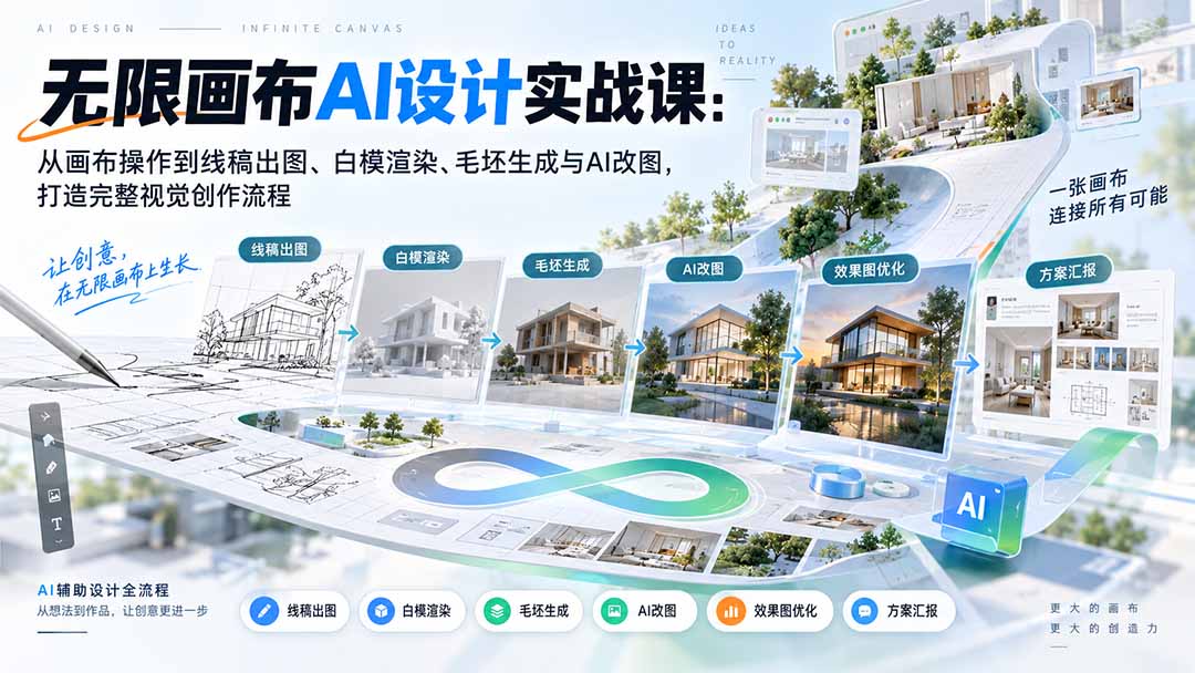 （20612期）【无水印】无限画布AI设计实战课-更新：从画布操作到线稿出图、白模渲染、毛坯生成与AI改图，打造完整视觉创作流程插图1