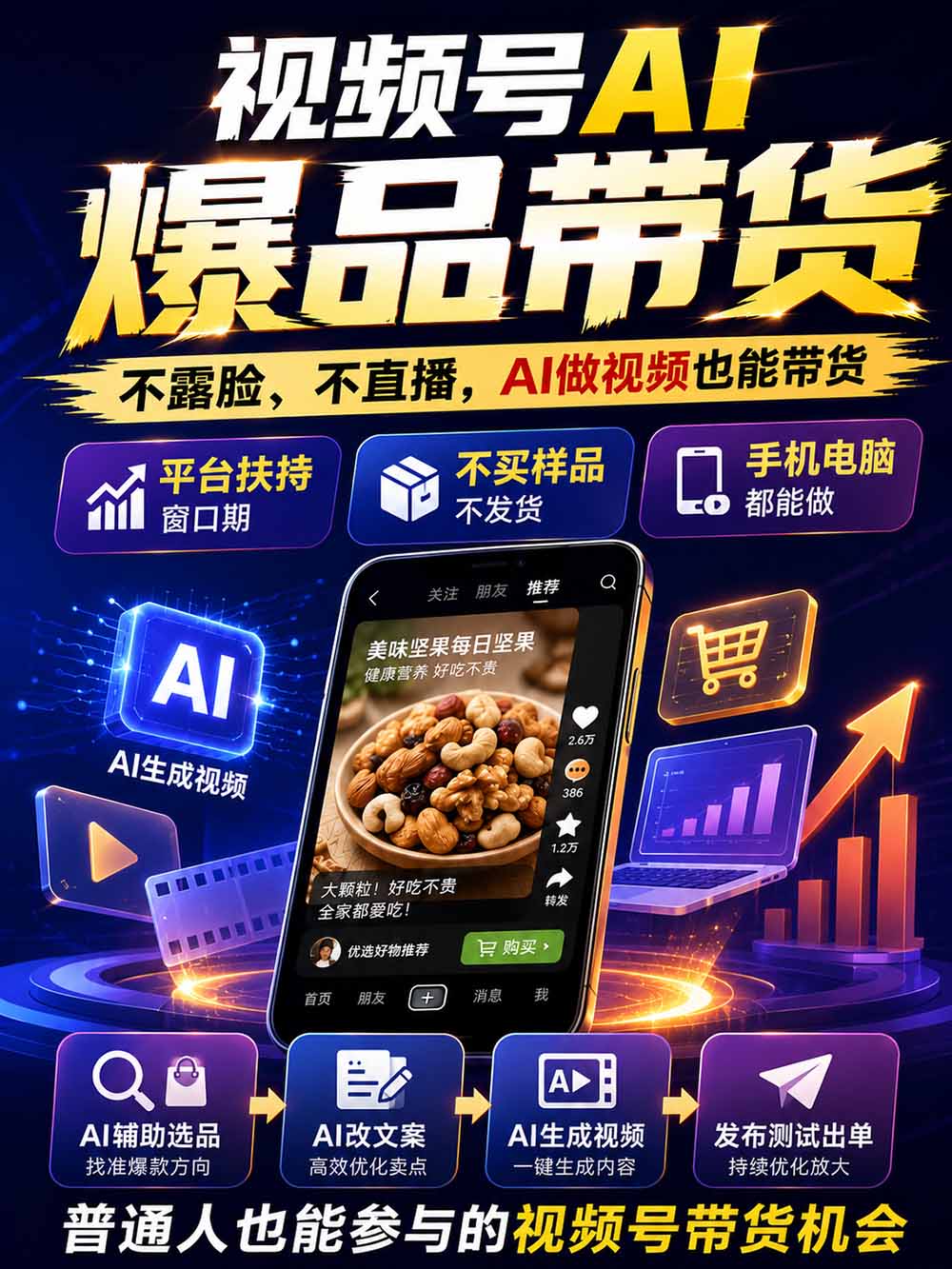 （20537期）2026视频号AI爆品带货训练营-9月开课｜不露脸不直播，AI做视频发视频号，有人下单，你赚佣金，轻松单日佣金1000+插图2