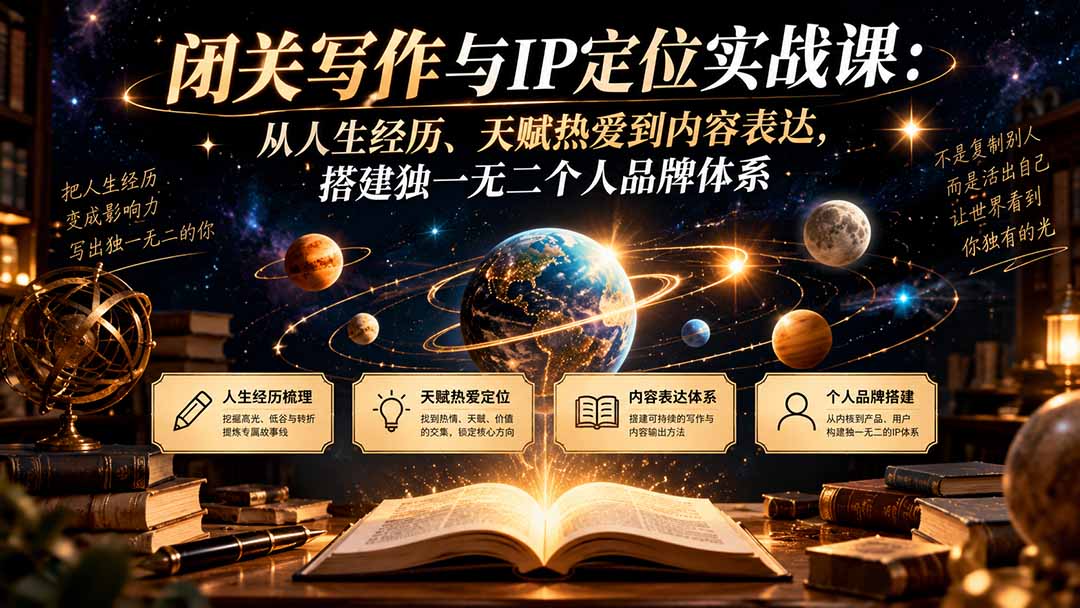 （20634期）闭关写作与IP定位实战课：从人生经历、天赋热爱到内容表达，搭建独一无二个人品牌体系插图1