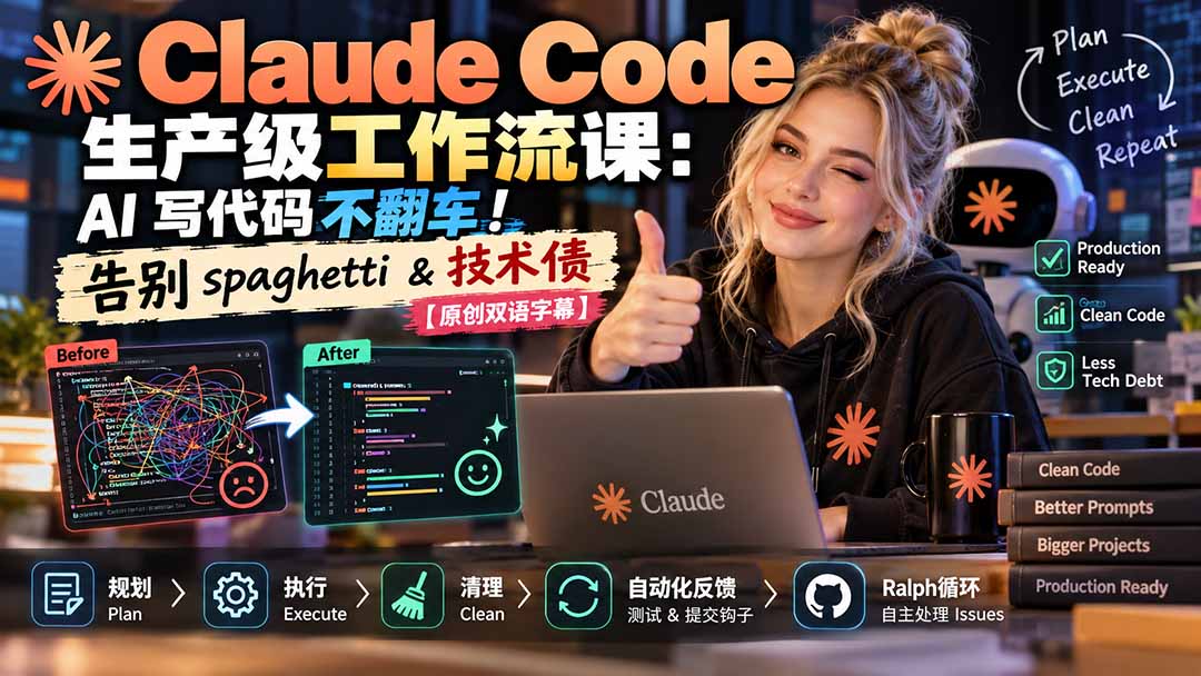 (20739期)Claude Code 生产级工作流课:AI 写代码不翻车!告别 spaghetti & 技术债【原创双语字幕】插图1 (20739期)Claude Code 生产级工作流课:AI 写代码不翻车!告别 spaghetti & 技术债【原创双语字幕】插图1