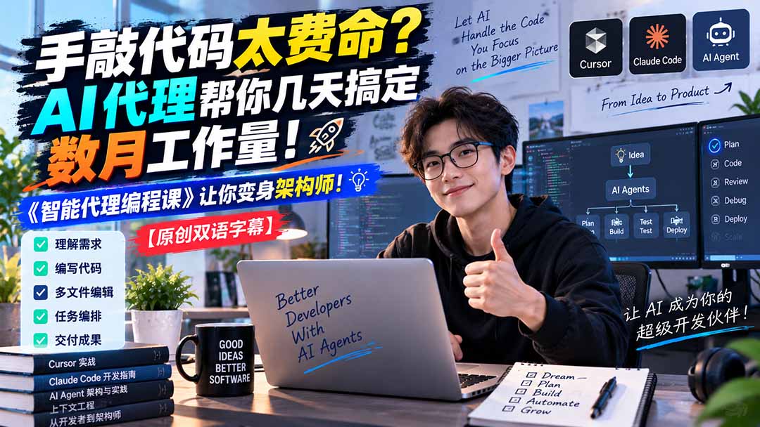 (20286期)手敲代码太费命?AI 代理帮你几天搞定数月工作量!《智能代理编程课》让你变身架构师插图1 (20286期)手敲代码太费命?AI 代理帮你几天搞定数月工作量!《智能代理编程课》让你变身架构师插图1