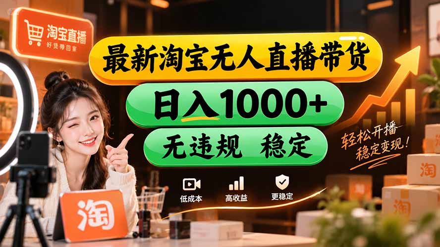 (20453期)【新技术】淘宝无人直播,独家,日入2K+,无封号,可矩阵,长期稳定插图 (20453期)【新技术】淘宝无人直播,独家,日入2K+,无封号,可矩阵,长期稳定插图