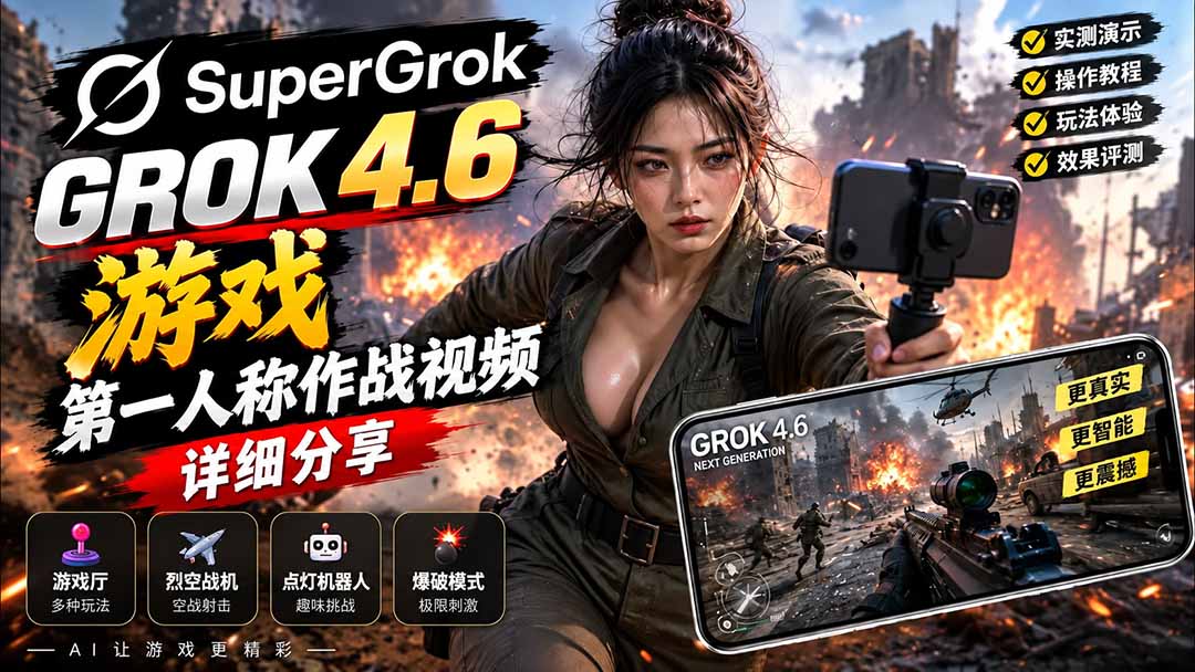 （20502期）Grok 4.6 也能做游戏？第一人称作战视频实测｜玩法详细讲解插图1