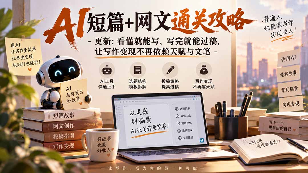 (20578期)AI短篇+网文通关攻略-更新0921:看懂就能写、写完就能过稿,让写作变现不再依赖天赋与文笔插图1 (20578期)AI短篇+网文通关攻略-更新0921:看懂就能写、写完就能过稿,让写作变现不再依赖天赋与文笔插图1