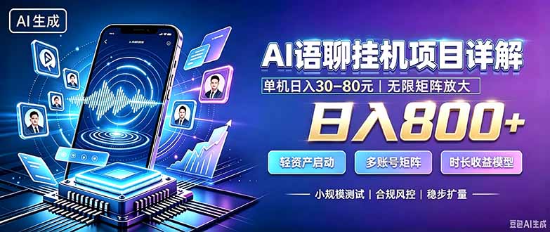 (20314期)AI语聊挂机,日入800+,适用个人副业,工作室矩阵操作