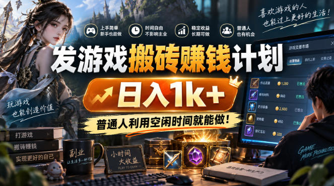发游戏搬砖賺钱计划,日入1k+,稳定三年的老项目,普通人利用空闲时间就能做!【揭秘】插图 发游戏搬砖賺钱计划,日入1k+,稳定三年的老项目,普通人利用空闲时间就能做!【揭秘】插图