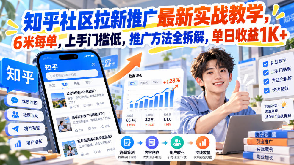 知乎社区拉新推广最新实战教学,6米每单,上手门槛低,推广方法全拆解,单日收益1K+!插图 知乎社区拉新推广最新实战教学,6米每单,上手门槛低,推广方法全拆解,单日收益1K+!插图