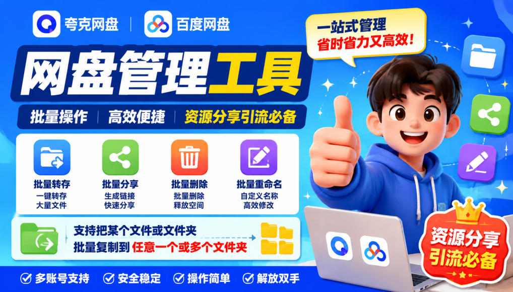 夸克网盘批量文件重命名,批量转存、批量分享、批量复制,内置AI功能插图 夸克网盘批量文件重命名,批量转存、批量分享、批量复制,内置AI功能插图