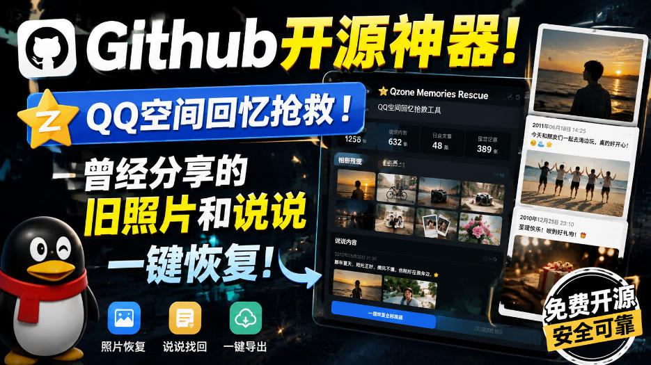 Github开源神器!QQ空间回忆抢救!曾经分享的旧照片和说说一键恢复!插图 Github开源神器!QQ空间回忆抢救!曾经分享的旧照片和说说一键恢复!插图