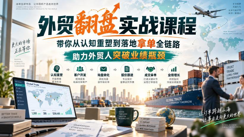 外贸翻盘实战课程,带你从认知重塑到落地拿单全链路,助力外贸人突破业绩瓶颈