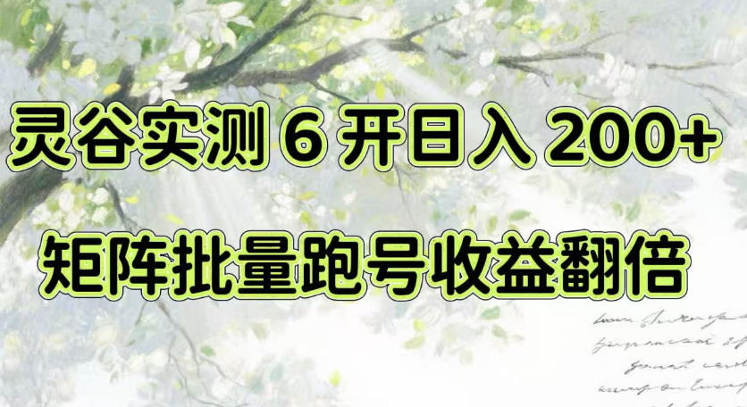一台电脑就能做!灵谷实测6开日入200+,矩阵批量跑号收益翻倍【揭秘】