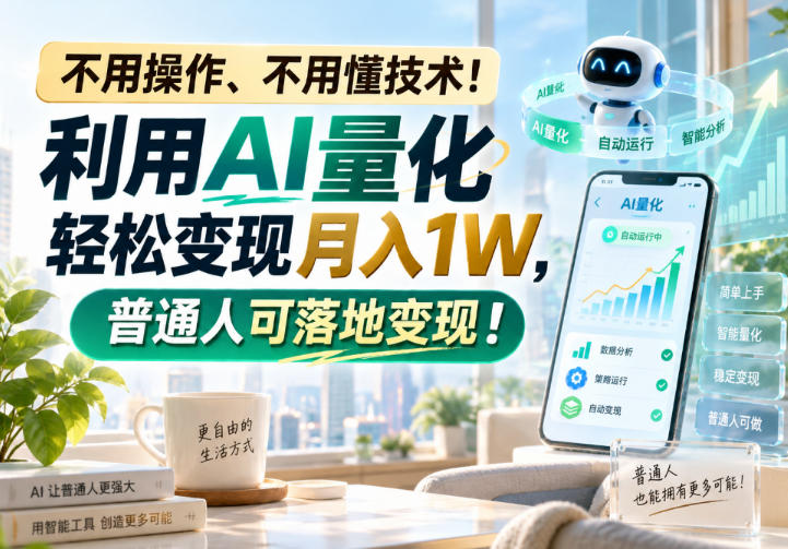 利用AI量化轻松变现月入1W,普通人可落地变现,不用操作、不用懂技术!
