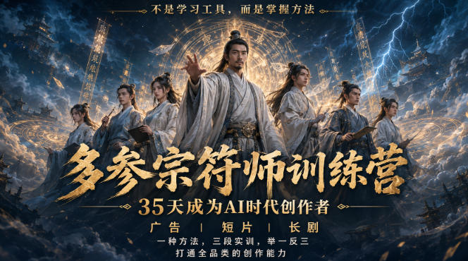 多参宗符师训练营,35天成为AI时代创作者,广告|短片|长剧,一种方法,三段实训,举一反三,打通全品类的创作能力插图 多参宗符师训练营,35天成为AI时代创作者,广告|短片|长剧,一种方法,三段实训,举一反三,打通全品类的创作能力插图