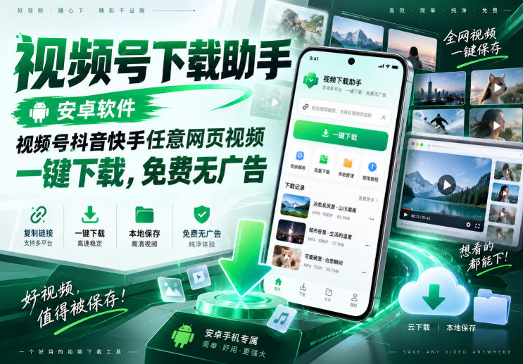 视频号下载助手,安卓软件,视频号抖音快手任意网页视频,一键下载,免费无广告插图 视频号下载助手,安卓软件,视频号抖音快手任意网页视频,一键下载,免费无广告插图