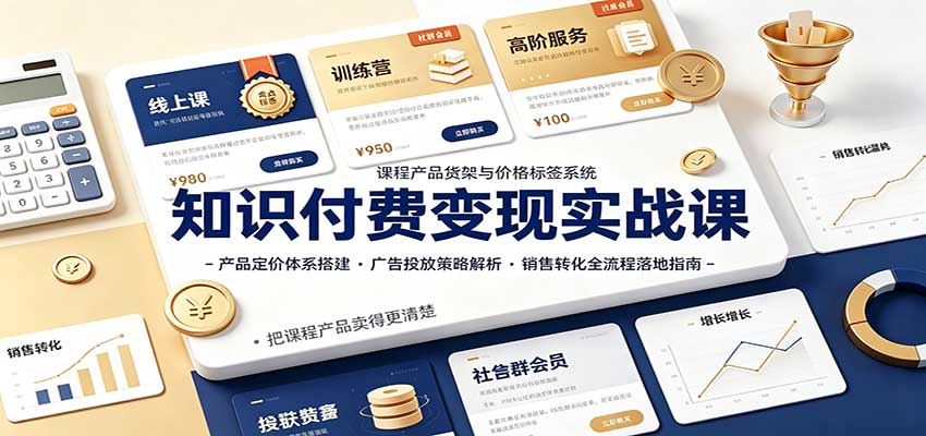 知识付费变现实战课:产品定价体系搭建,广告投放,销售转化全流程落地指南