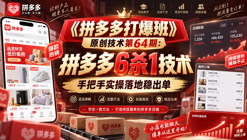 《拼多多打爆班》原创技术第64期:拼多多6杀1技术,手把手实操落地稳出单插图 《拼多多打爆班》原创技术第64期:拼多多6杀1技术,手把手实操落地稳出单插图