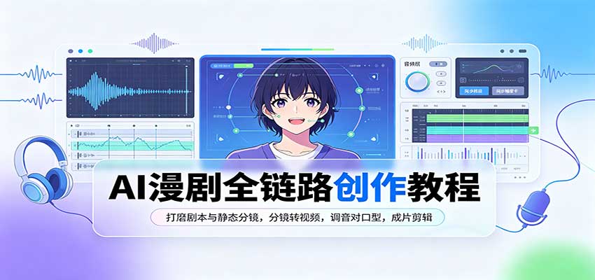 AI漫剧全链路创作教程:打磨剧本与静态分镜,分镜转视频,调音对口型,成片剪辑