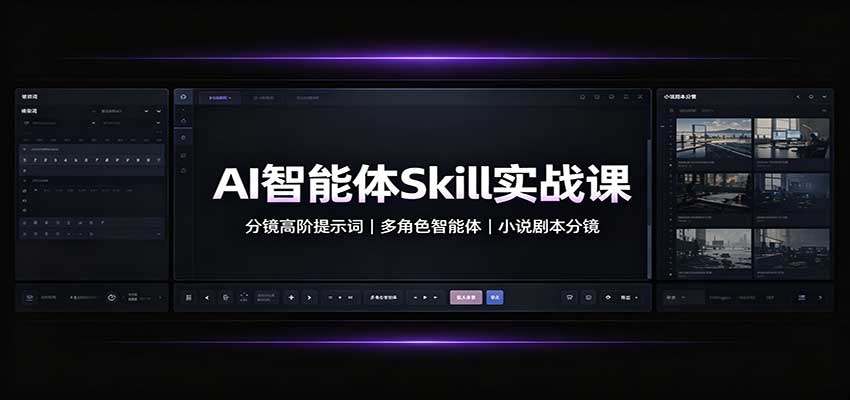 AI智能体Skill实战课:分镜高阶提示词,多角色智能体,小说剧本分镜