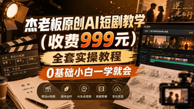 杰老板原创AI短剧教学(收费999元),全套实操教程,0基础小白一学就会,非搬运技术插图 杰老板原创AI短剧教学(收费999元),全套实操教程,0基础小白一学就会,非搬运技术插图