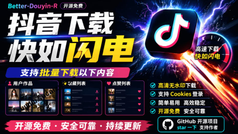 超级好用!抖音视频下载神器,支持批量下载用户作品收藏列表和点赞列表,开源完全免费Better-douyin-R插图 超级好用!抖音视频下载神器,支持批量下载用户作品收藏列表和点赞列表,开源完全免费Better-douyin-R插图