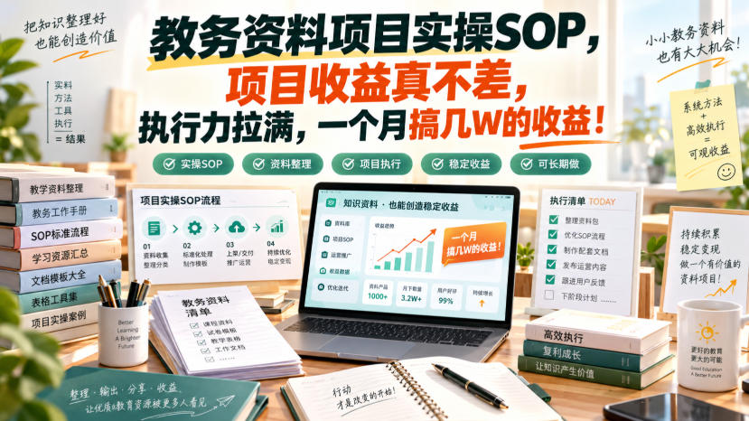 教务资料项目实操SOP，项目收益真不差，执行力拉满，一个月搞几W的收益插图