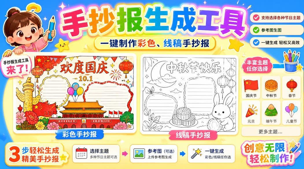 手抄报批量生成工具来了,完全免费,告别豆包生图,高清无水印插图 手抄报批量生成工具来了,完全免费,告别豆包生图,高清无水印插图