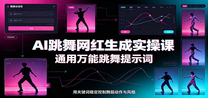 AI跳舞网红生成实操课:通用万能跳舞提示词,多模型适配,人物舞蹈视频制作全套教学插图 AI跳舞网红生成实操课:通用万能跳舞提示词,多模型适配,人物舞蹈视频制作全套教学插图