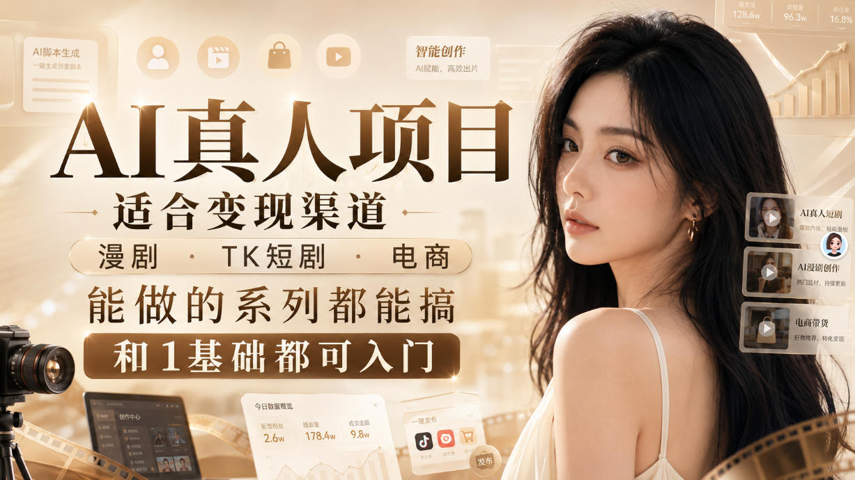 AI真人项目,适合变现渠道,漫剧,TK短剧,电商,能做的系列都能搞,0和1基础都可入门插图 AI真人项目,适合变现渠道,漫剧,TK短剧,电商,能做的系列都能搞,0和1基础都可入门插图
