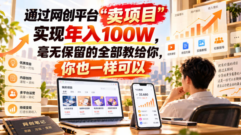 通过网创平台“卖项目”实现年入100W,毫无保留的全部教给你,你也一样可以!【揭秘】